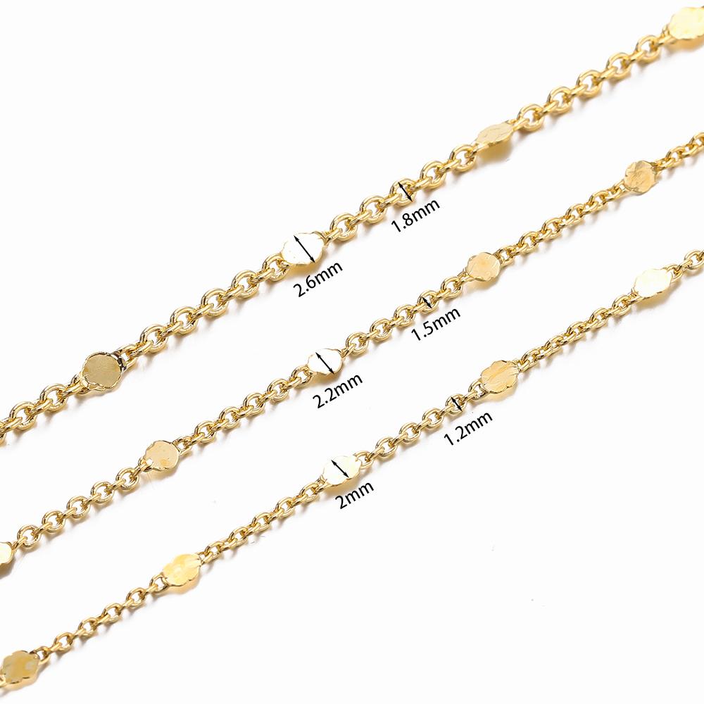 1/2Meters Sequins Chain Necklace Gold Color Chain Metal Copper Cable Chains Findings for DIY Bracelet Jewelry Making Supplies