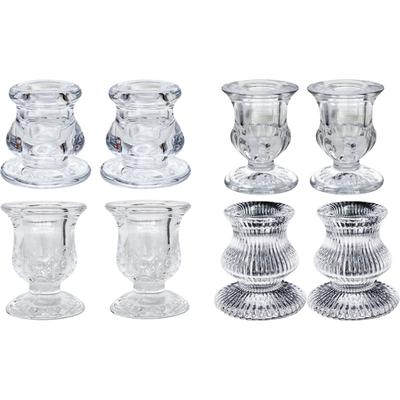 Elegant Glass Candle Holder Set of 2 Clear Taper Candlestick Holder for Wedding Modern Christmas Table Centerpieces