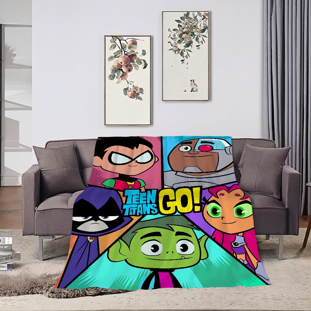 Coperta Peluche Go Carina Cartone Animato Tappeto per Pisolino Divano per Soggiorno Stanza T-Teen Ufficio Caldo Stanza da Letto T-Titans Compleanno Casa Viaggio Regali per Bambini