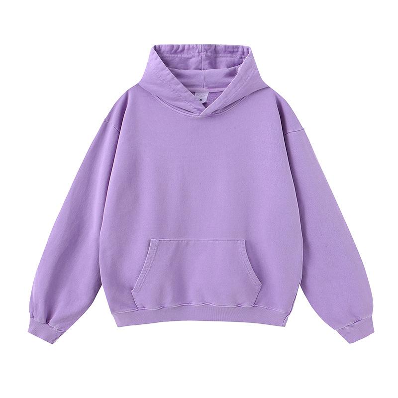 Fog Spring And Autumn American Solid Color Casual Loose Washed Boxy Hoodie Hoodie Men And Women S