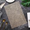 6/4 Stück Rechteckige Blattform PVC Tischset Bronzierte Hohl-Tischmatte Nordischer Stil Tischdekoration Matte Tee-Kaffeetisch-Pad