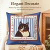 Cute Caroon Cat Portrait Cushion Cover Natural Linen Organic Fabric DoubleSided Printing Sofa Home Decor Gift Pillow Case