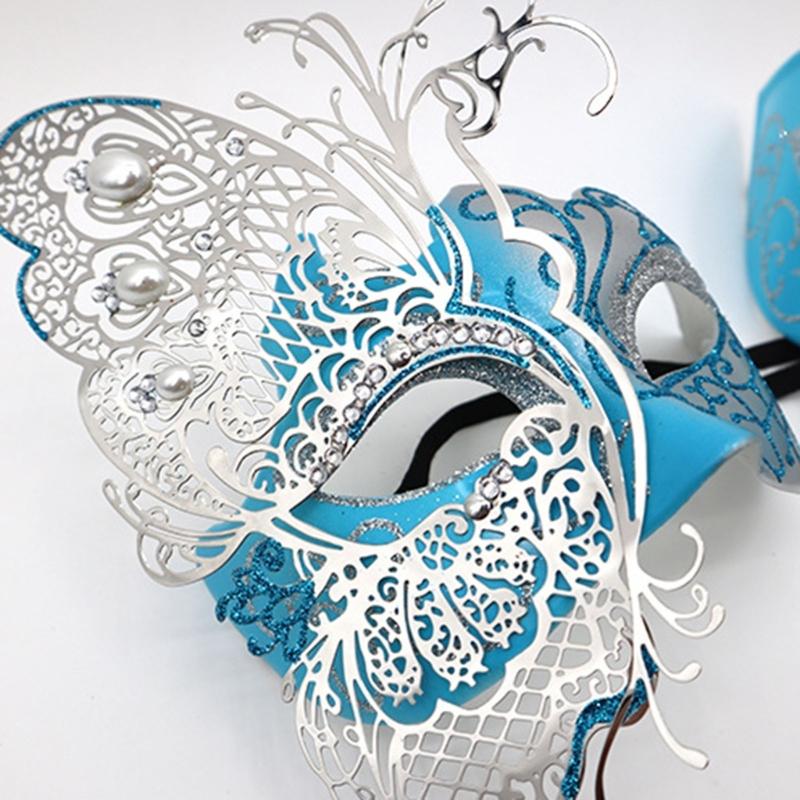 2Pcs Glittering Metal Butterfly Face Mask Fashionable Costume Accessory Halloween And Costume Face Covering For Adults