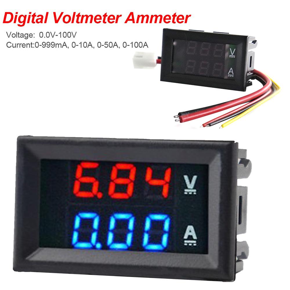 

0.28 Digital Voltmeter Ammeter DC 100V 10A Amp Voltage Current Meter Tester 0.28 Inch 3 Bits Blue + Red Dual LED Display Panel 0-100V