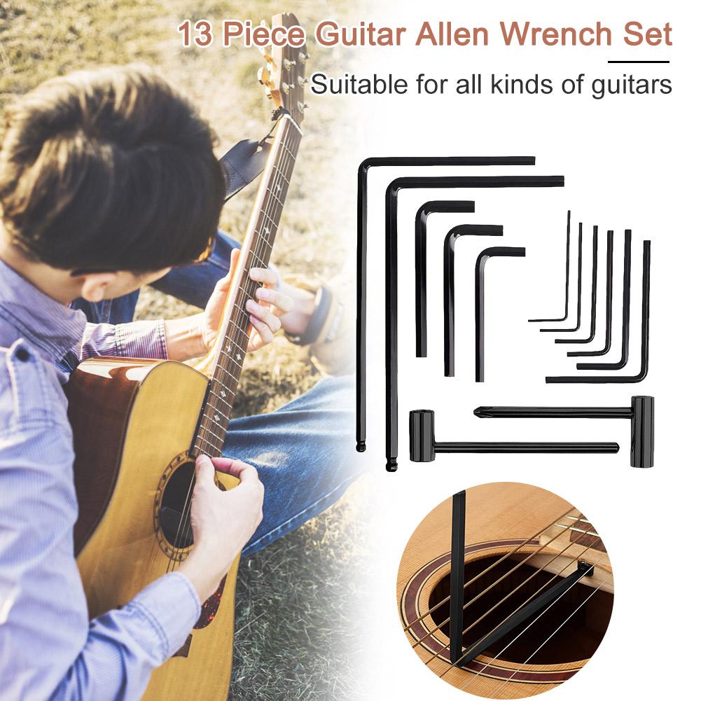13pcs/Set L Shaped Hex Hexagon Key Allen Wrench Guitar Neck Truss Rod Adjustment Wrench 4mm 5mm Ball End Guitar Truss Rod Tool
