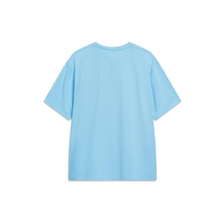 Li-Ning Sports Life Series Tree Brand Logo Print Round Neck Short Sleeve T-Shirt Men Tops Ice-Blue AHST183-3