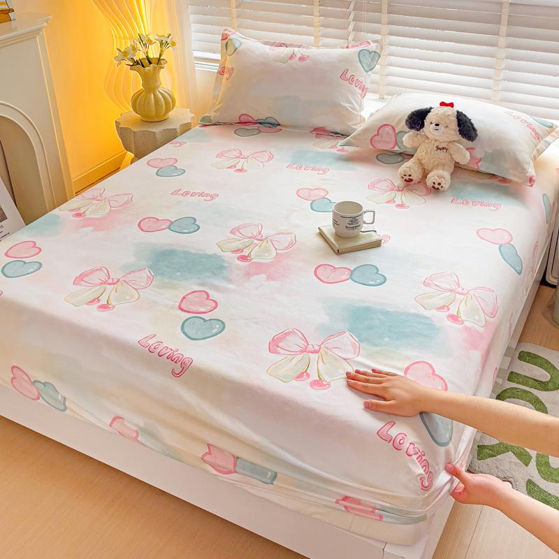 Queen Bed Sheets Set Tulips Printed drap de lit Floral Flower Style Fitted Sheet with Elastic Band Single Bed Linen for King Bed