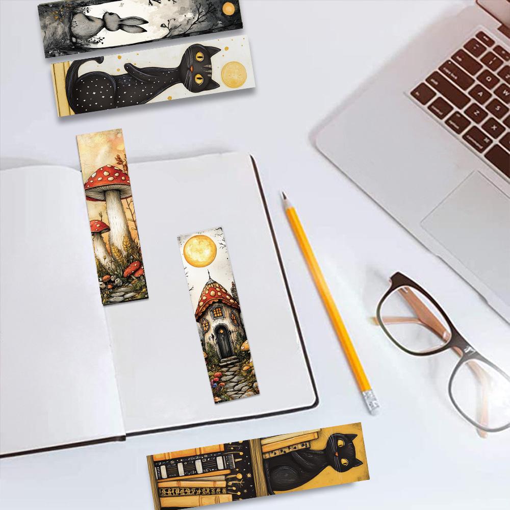 30PCS Vintage Style Cartoon  Bookmark Students Decorating Notebook Creative Exquisite Creative DIY Annotated Gifts Cards