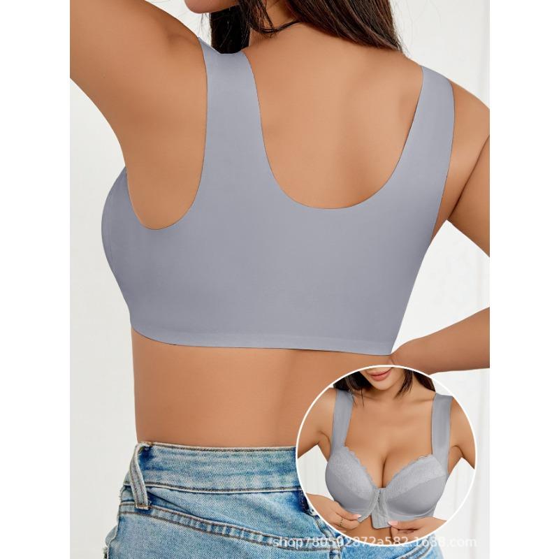 Damen kabellos integrierter Cup Frontverschluss Spitze Sexy Intimbereich BH