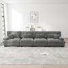Sofá de Canto Modular de 4 Lugares com Assento Profundo, Sofá-Cama de Chenille Confortavelmente Estofado para Sala de Estar, Apartamento, Estúdio, Escritório, Cinza Chenille