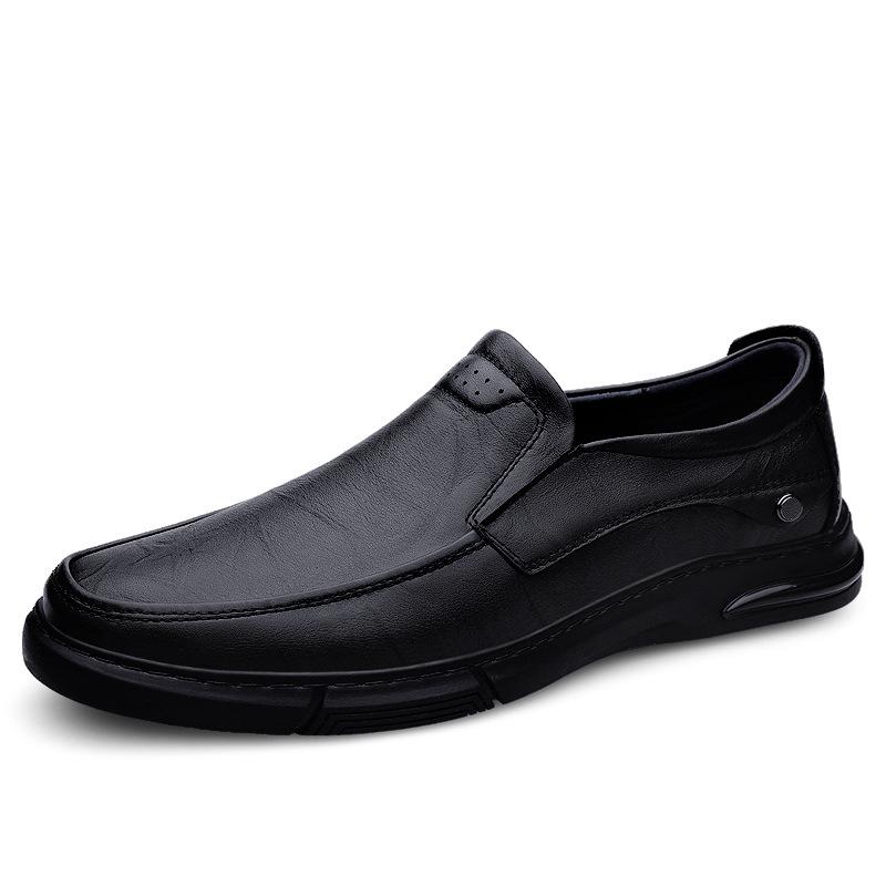 Men s Spring Slip-on Black/Brown Soft Leather Business Shoes 39