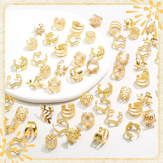 32/40/60Pcs Dreadlock Hair Accessories, Hollow Carved Hair Rings, Open Design Easy to Wear Hair Cuffs for Festivals Parties