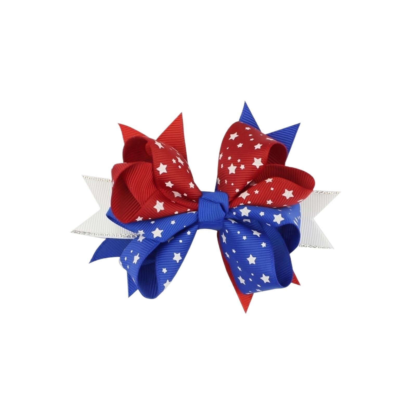 

Layered Ribbon Bow Hair Clip with Star Pattern for Girls and Women Durable Alligator Clip Suitable for Everyday Wear and Special Occasions One Size