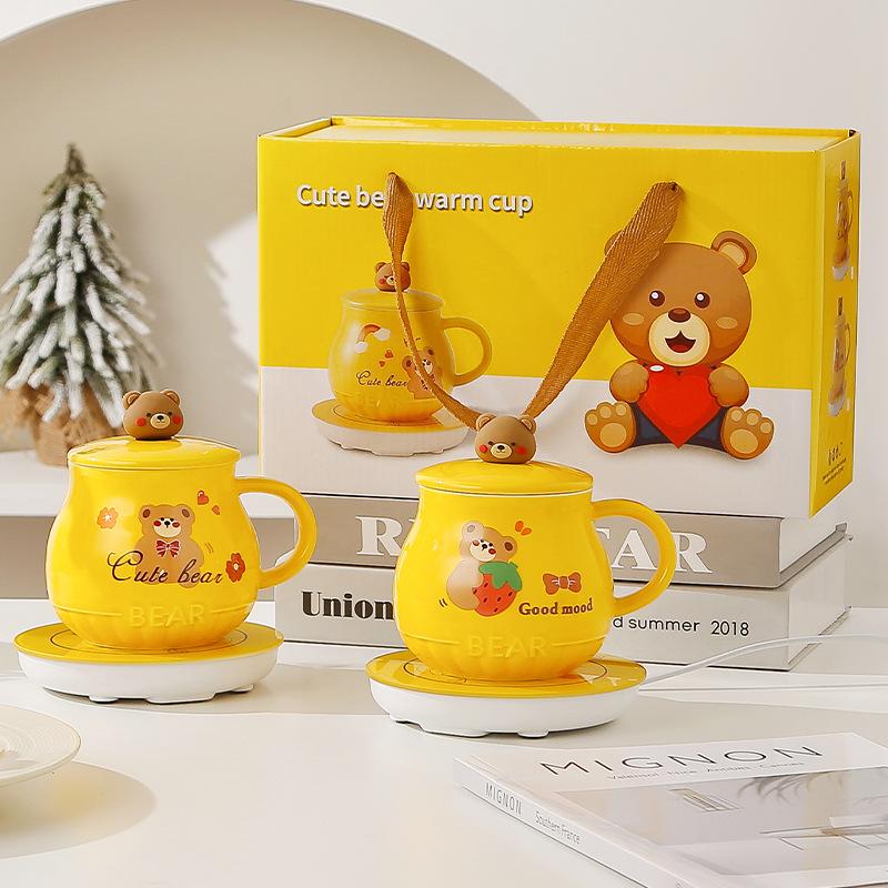 Bär Keramiktasse Warm Thermostatische Tasse Beheizter Untersetzer Isolierte Wassertasse Neues Geschenk Wassertasse Zuhause