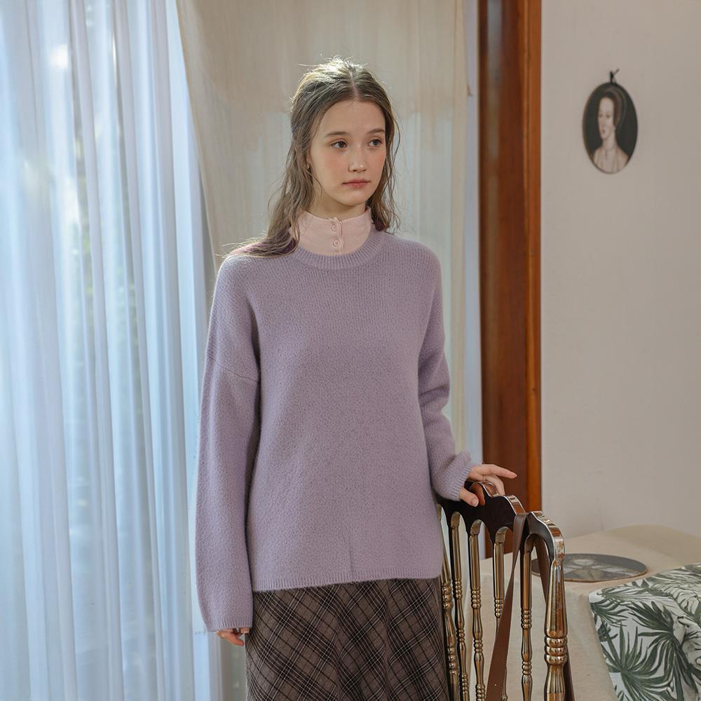 Peulaudeumali Pm_Purple Crew Neck Long Sleeve Knit