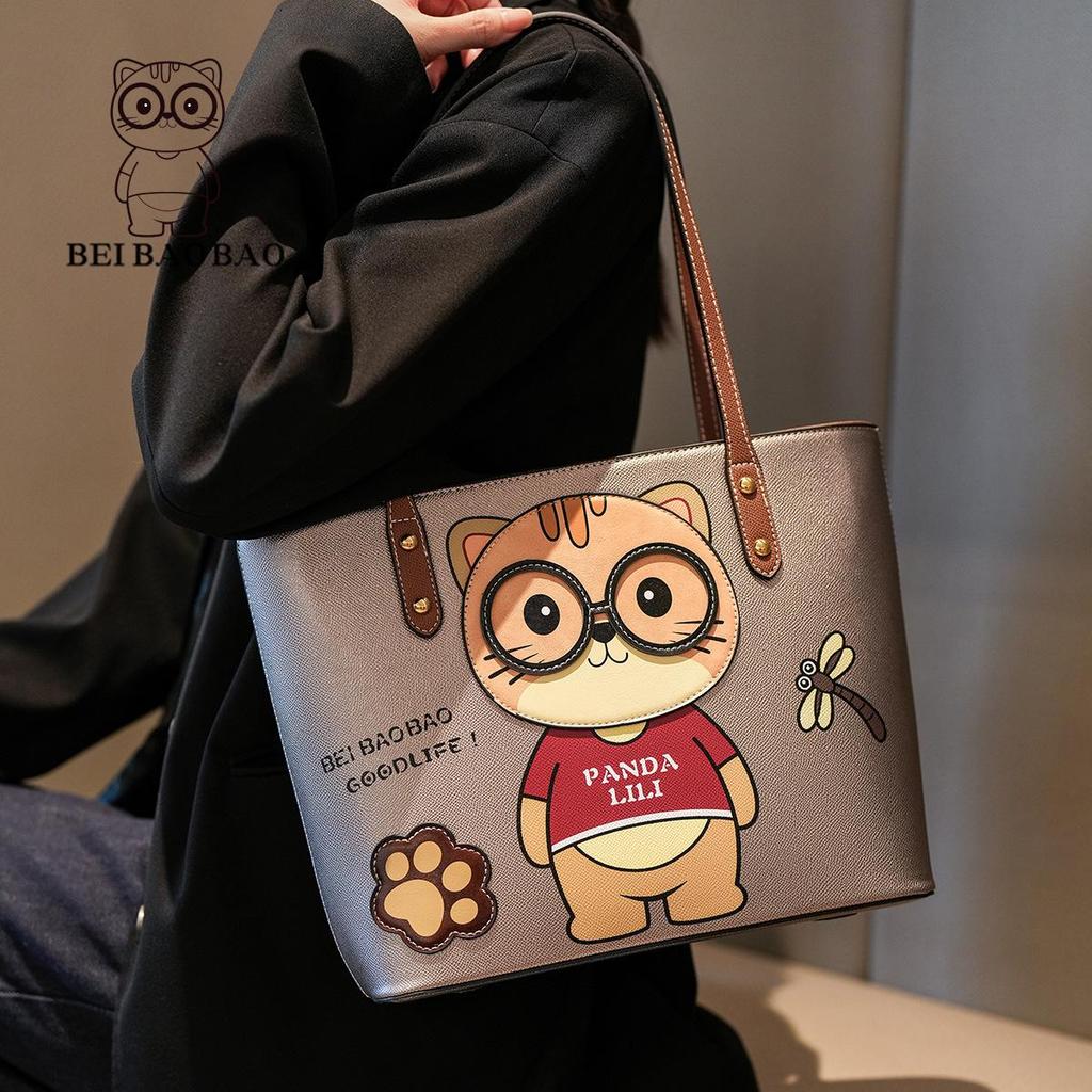 Trendy Luxury Cartoon Tote: Cute Street-Style Shoulder Handbag for Women