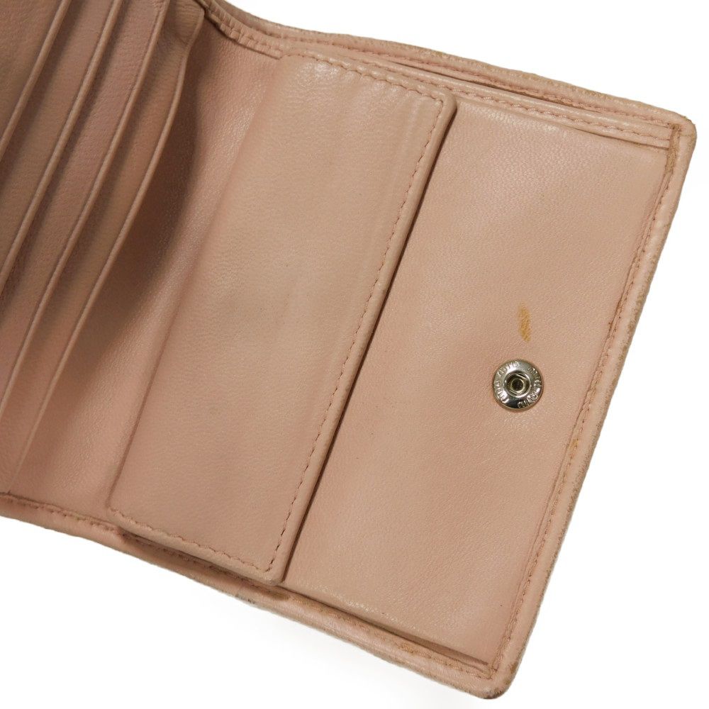 Used Matelasse Compact Wallet 12166 5MV204 2BSQ F0615 7941 with MIU Crystal Pearl Orchid from Japan AUTHENTIC