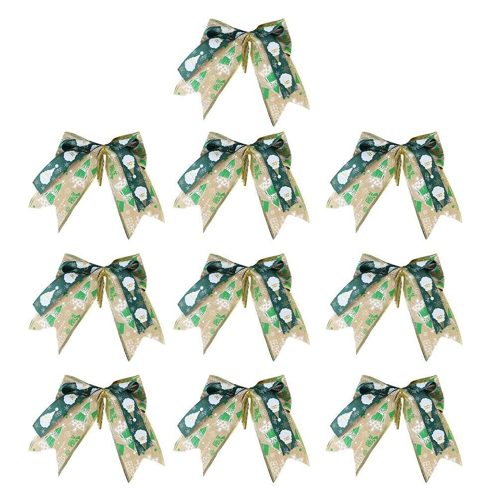 Set of 10 Decorative Christmas Bows for Tree and Holiday Event Use