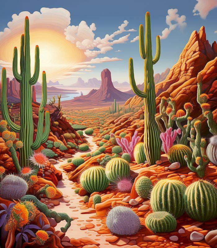 Diamond Painting Cactus Full Square/Round Embroidery Landscape Mosaic Rhinestone Pictures Cross Stitch Kits Decor Gift