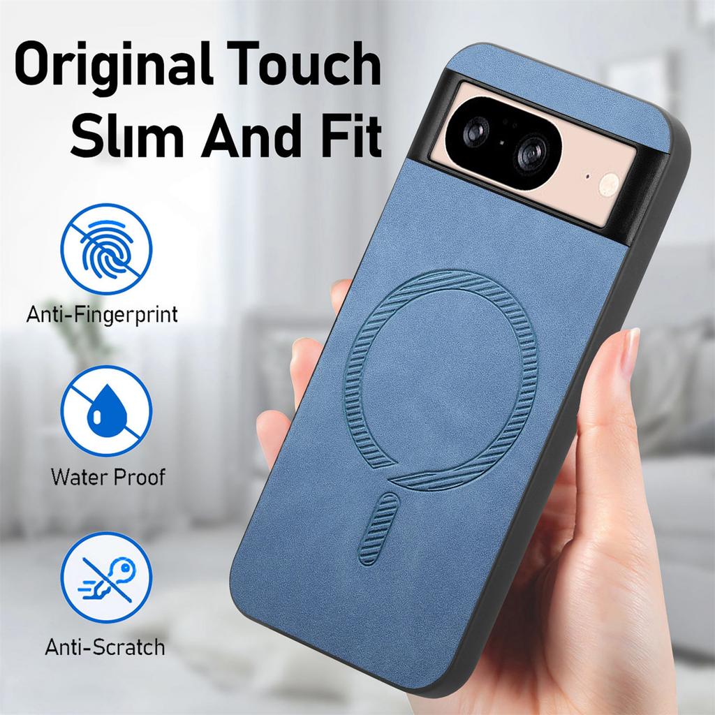 For Google Pixel 8 Leather Back Magnetic Case Skin-touch Phone Cover
