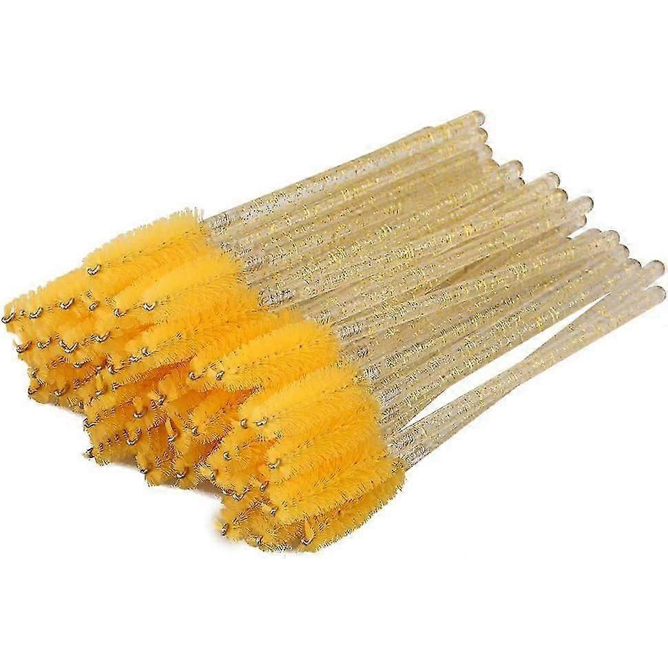 100 Disposable Eyelash Brushes - Crystal Handle - Makeup Tool Mascara Eyebrow Brush Applicator