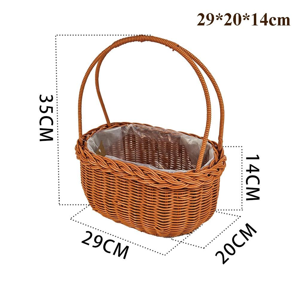With Handle Imitation Rattan Storage Baskets Household Handwoven Home Decoration Braid Basket 8 Styles