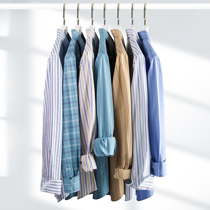 Long Sleeve 100% Cotton Comfortable Men Striped Shirts Business Casual Office Plaid Pure Cotton Male Blouses