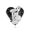 Heart & Ghosts Drip Oil Brooch: Black Rose & Coffee Cup Design