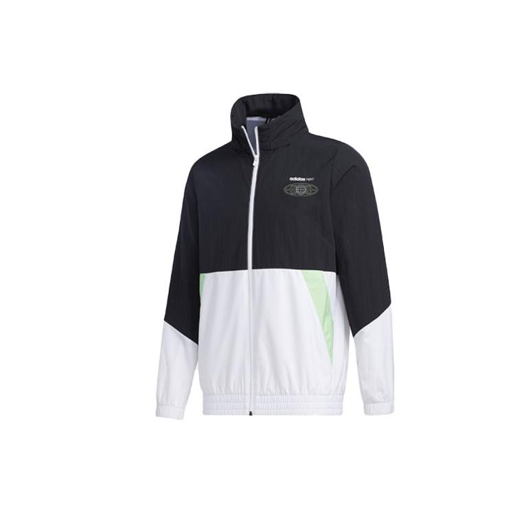 adidas neo M Egame Wb Sports Colorblock hooded Windbreaker Jacket Black White Colorblock Men s GL7187 XS