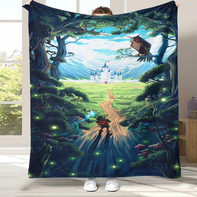 Retro Z-Zelda Cartoon Link Spiele Flanelldecke, Ultra Weiche Warme Plüschdecke für Zuhause Schlafzimmer Bett Sofa Abdeckung Camping Picknick Kind