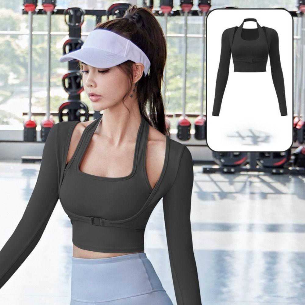 Long Sleeve Workout T-Shirt Slim Chest Girls Sports Top Women Yoga Shirts  Gym Fitness