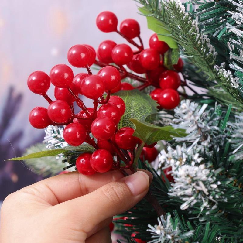 Artificial Simulated Plants Berry Branch Pine Grass Red Berries Flowers DIY Wreath Christmas Tree Ornaments Xmas Home Decoration
