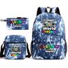 New rhythm box game merchandise primary school bag sprunki cartoon starry sky backpack 3-piece set D