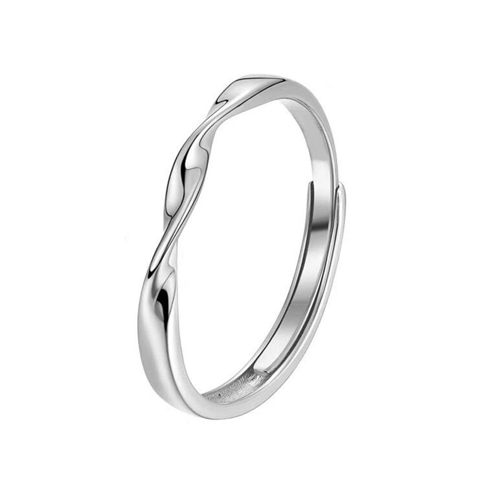 Romantic Endless Love Mobius Adjustable Couple Rings Set with Stones