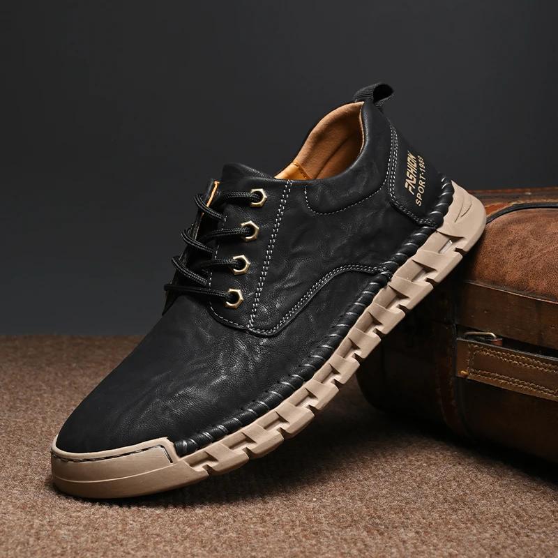 Fashion New Men's Casual Shoes High Quality Breathable Retro Leather Outdoor Shoes Soft Comfy Wear-resistant Men Designers Shoes Sneaker