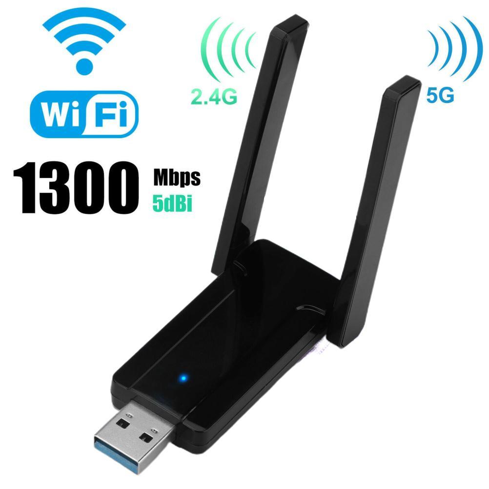1300M WiFi Card USB 3.0 2.4G 5.8G Dual Band Stable Transmission Wireless Network Adapter for Laptop PC Gaming