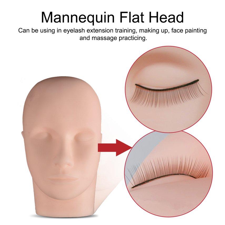 Mannequin Flat Head For Eyelash Grafted Training Practice Head Silicone ...