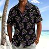 Men's Neon Tropical Printed shirt, Short Sleeved Shirt With pockets, Suitable For Beach Travel And Psychedelic Summer Atmosphere