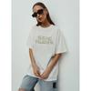 Western Style Casual Letters Print Loose Cotton T-shirt Top Casual Printed Cotton T-shirt
