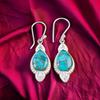 Blue Copper Turquoise Gemstone 925 Solid Silver Jewelry Handmade Earrings 1.80" EE-42-33