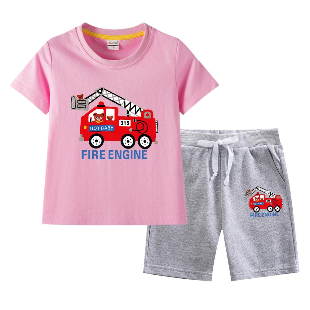 Boys' Summer 2023 Loose Short-Sleeve Shorts Two-Piece Set for Kids