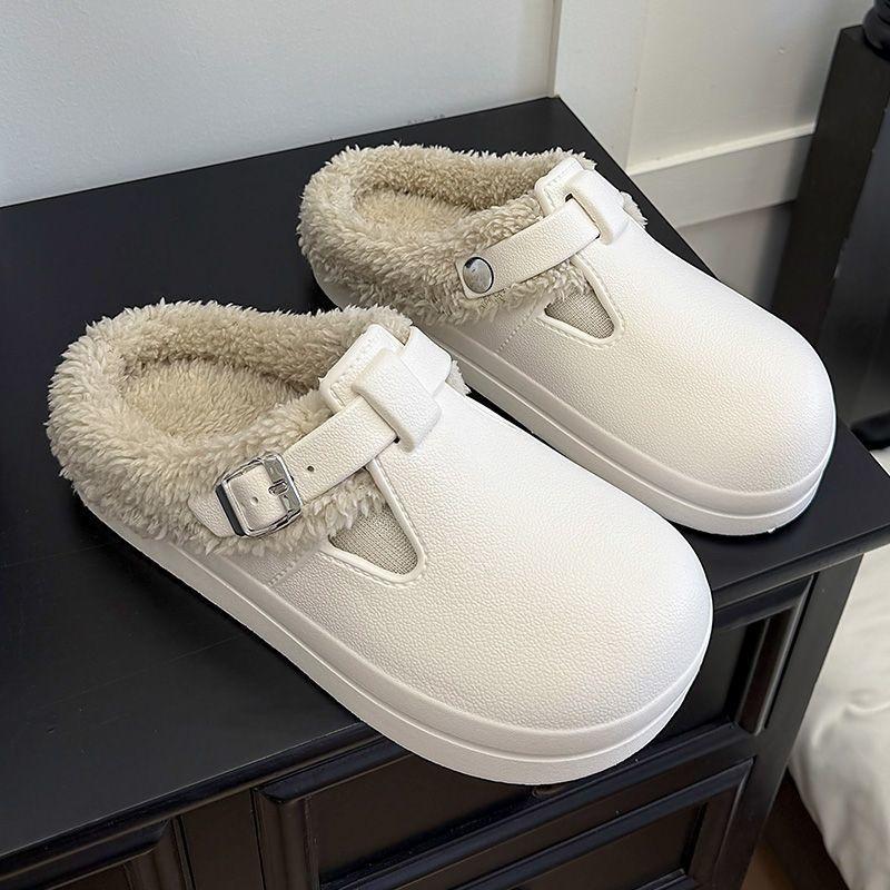 Autumn and winter fashion waterproof cotton shoes women wear versatile non-slip velvet thick-soled warm couple home cotton slippers men