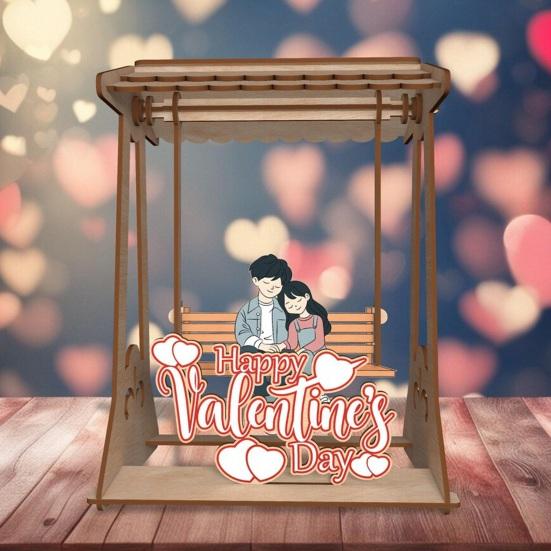Swing Chair Couple Ornament Farmhouse Rustic Handmade Couple Table Sign Valentine's Day Anniversary Home Office Desktop Decoration