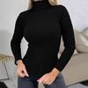 Yousheng Women High Collar Bottoming Sweater Elastic Breathable Fabric Solid Color Knit Pullover Lazy Style Long Sleeve Slim Fit Sweater