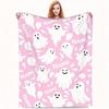 Halloween Flannel Blanket, 3D Printed Anime Ghost Throw Blanket, Skin‑Friendly for Bedroom Sofa, Multiple Size Single Twin King