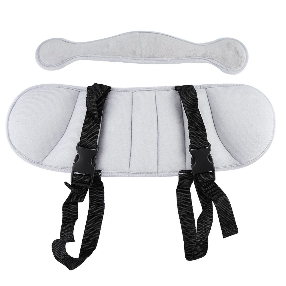 Car Seat Headrest Pillow Sleeping Head Support Pad Fixing Band for Kids Baby (Gray)