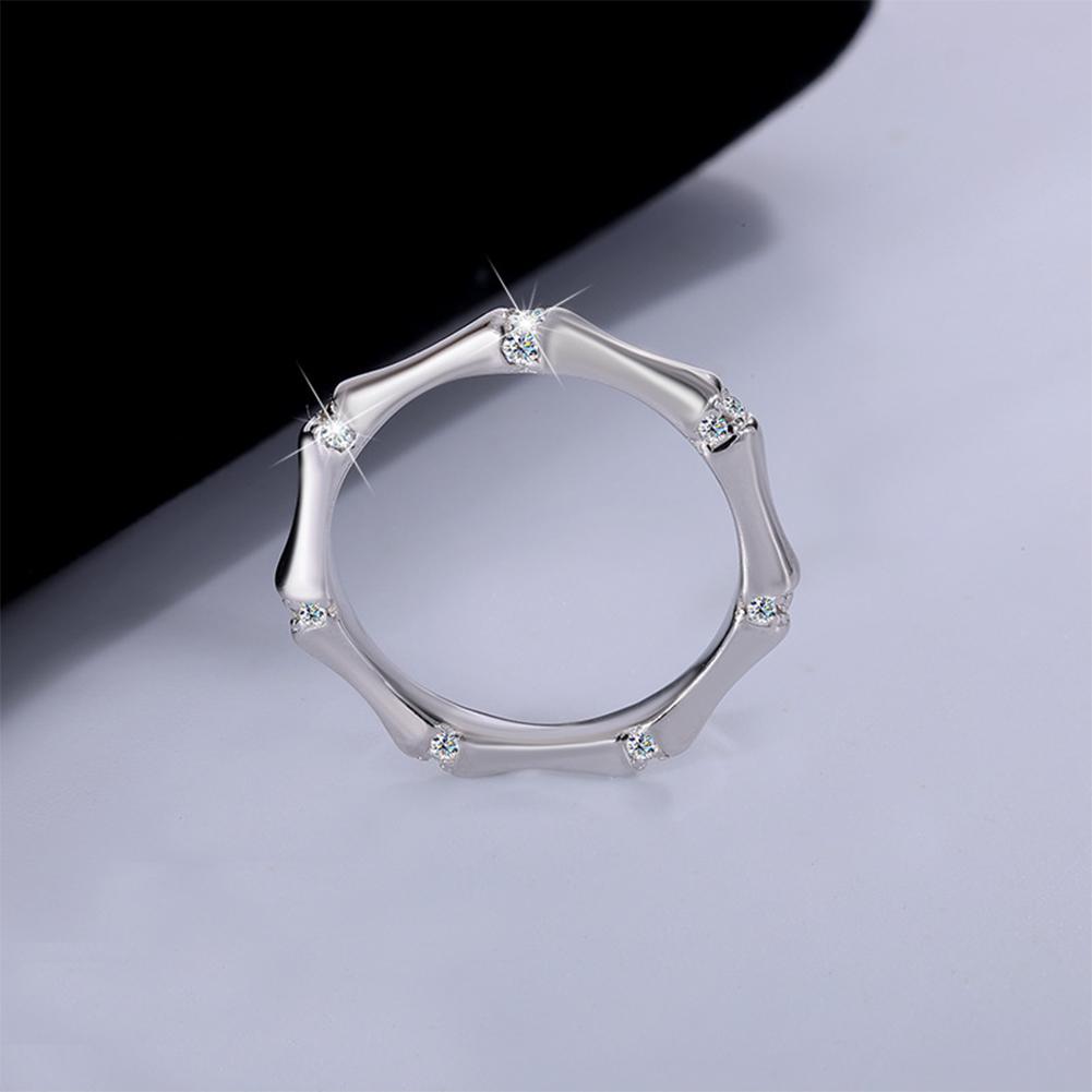 Luxury Bamboo Design Moissanite Ring S925 Sterling Silver Elegant Couple Rings for Wedding Engagement Minimalist Matching Rings