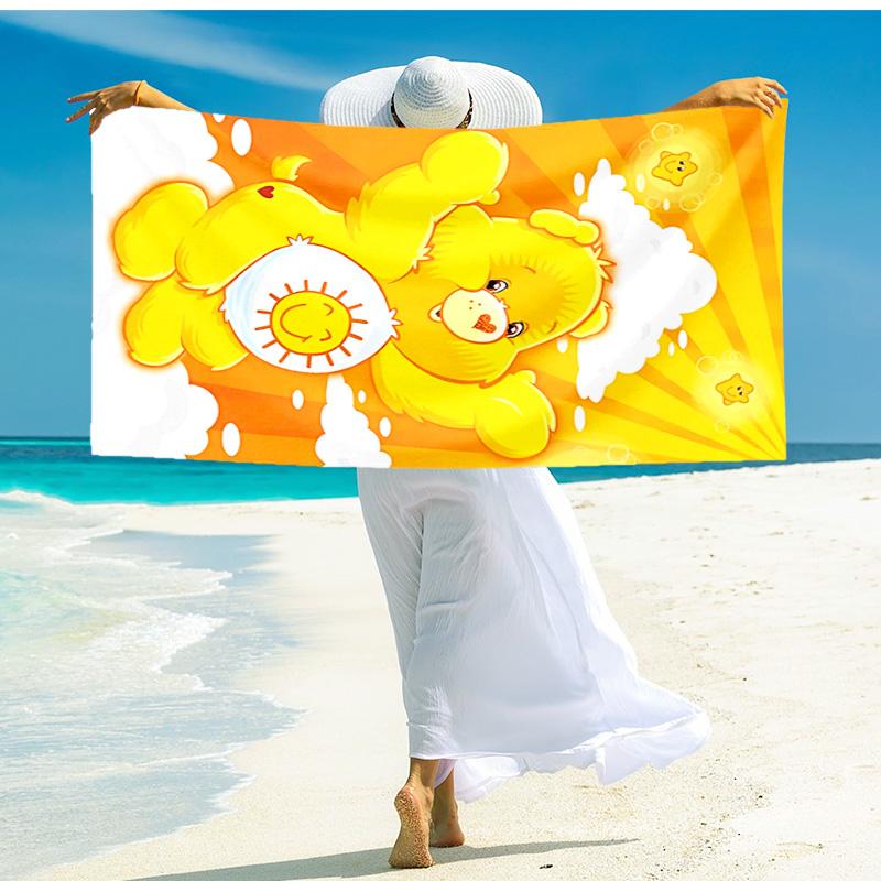 1pc Rainbow Heart Bear beach towel,quick drying absorbent beach towel,outdoor sports swimming beach towel,Soft and comfortable Y73035