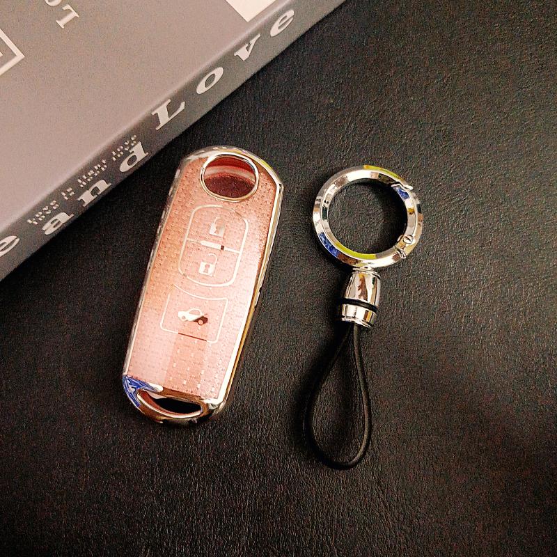 Pink Diamond Pattern Tpu 3 Button For Mazda 2 3 5 6 Gj Atenza Axela Demio Cx-3 Cx3 Cx-5 Cx5 Cx7 Cx-9 Cx8 Car Key Case Cover Fob