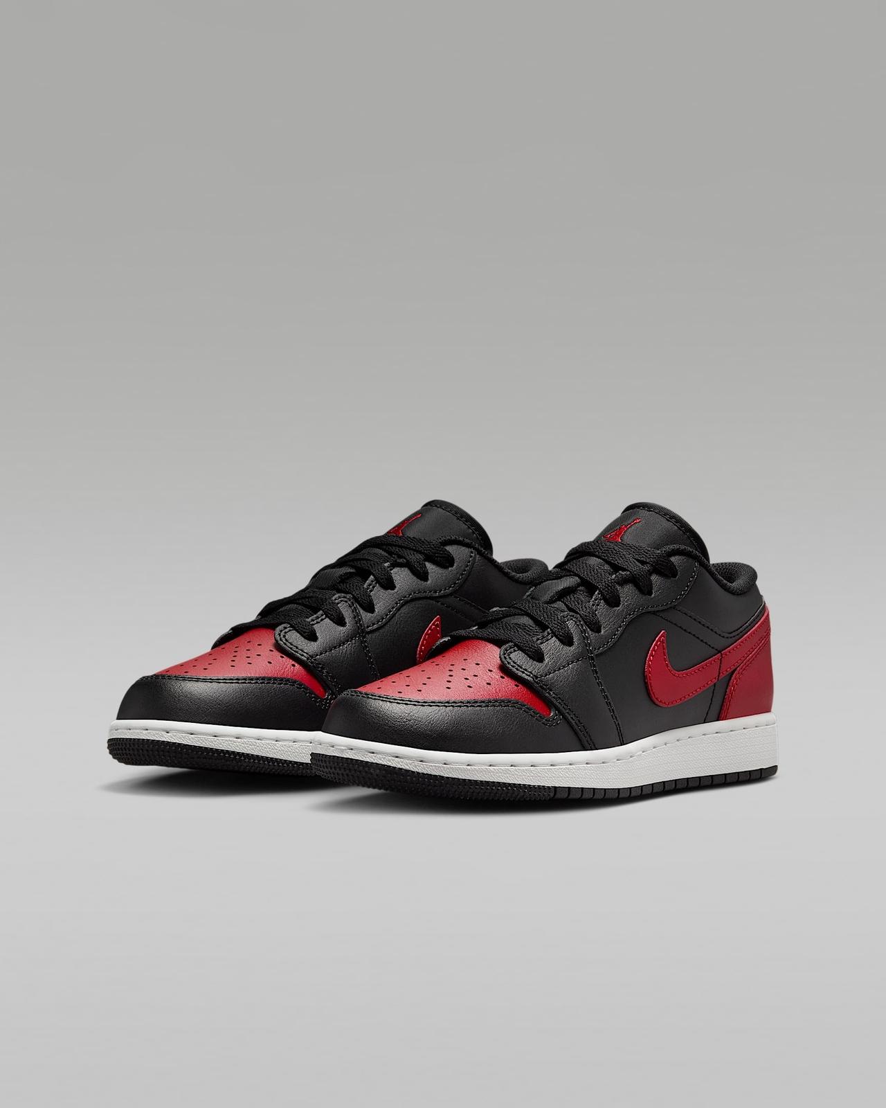 553560-067 Nike GS Air Jordan 1 Low Black Summit White Varsity Red 3.5Y